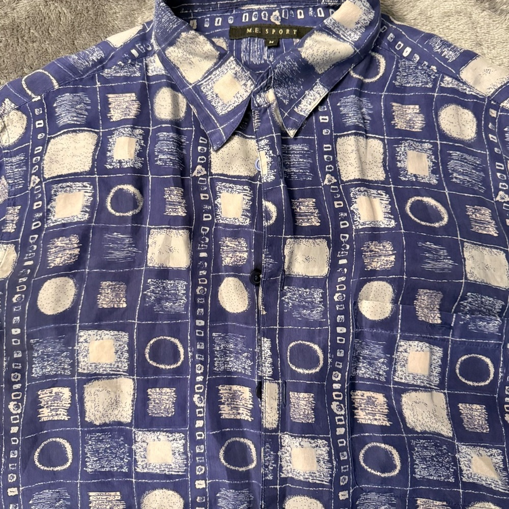 Men's Blue Geometric Casual Shirt